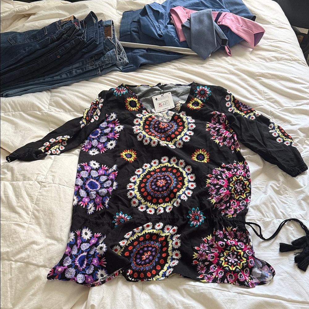 Desigual Black Floral Mini Dress